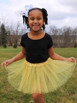 Gold Tutu Skirt For Girls – 3-Layer Tulle Ballet, Dance, And Dress-Up Costume Skirt -Little Loom Store BrooklynLightGoldTutu2