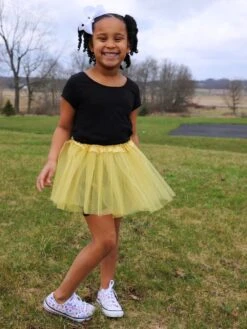 Gold Tutu Skirt For Girls – 3-Layer Tulle Ballet, Dance, And Dress-Up Costume Skirt -Little Loom Store BrooklynLightGoldTutu4