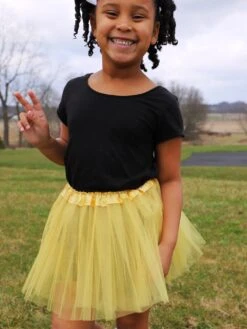 Gold Tutu Skirt For Girls – 3-Layer Tulle Ballet, Dance, And Dress-Up Costume Skirt -Little Loom Store BrooklynLightGoldTutu5