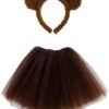 Brown Bear Costume Set For Adults & Plus Size – Bear Ears Headband & Brown Tutu Skirt – Fun Halloween & Cosplay Outfit -Little Loom Store BrownBearTutuCostumeAdult