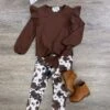 Brown Cow Brown Cow Girls Tie Top Leggings Outfit -Little Loom Store BrownCowBrownCowGirlsTieTopLeggingsOutfit