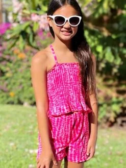 Bubblegum Tie Die Two-Piece Girls Shorts Outfit
