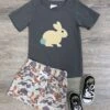Bunny Brown Camo Boys Easter Or Spring Shorts Outfit
