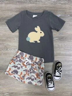 Bunny Brown Camo Boys Easter Or Spring Shorts Outfit