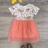 Bunny Garden Peach Girls Short Sleeve Spring Tutu Dress -Little Loom Store BunnyGardenPeachGirlsShortSleeveSpringTutuDress