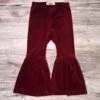 Burgundy Girls Velvet Bell Bottoms