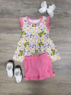 Bus Stop Cute Girls Back To School Shorts Outfit