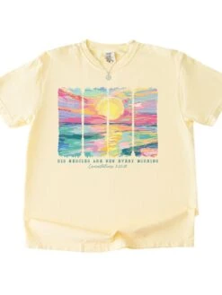 His Mercies Are New Bible Verse Christian Unisex Comfort Colors Graphic T-Shirt -Little Loom Store Butter Mercies