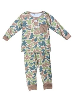 Camo Camo Boys Or Girls 2 Piece Pajamas Set -Little Loom Store CamoCamoBoysorGirls2PiecePajamasSetWhite