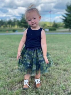 Green Camo Camouflage Tutu Skirt For Girls – 3-Layer Tulle Ballet, Dance, And Dress-Up Costume Skirt