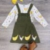 Chicken Chicken Olive Corduroy Girls Jumper Dress Set -Little Loom Store ChickenChickenOliveCorduroyGirlsJumperDressSet