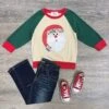 Classic Santa Claus Red & Green Raglan Pullover Top -Little Loom Store ClassicSantaClausRed GreenRaglanPulloverTop