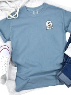 Coffee Ghost Comfort Colors Embroidered Unisex T-Shirt