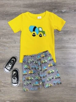 Construction Zone Fun Boys Summer Shorts Outfit