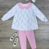 Coquette Bows Blue And Pink Girls Top & Pants Outfit