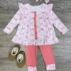 Coquette Bows Pink Girls Ruffle Top & Leggings Outfit -Little Loom Store CoquetteBowsPinkGirlsRuffleTop LeggingsOutfit