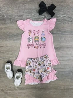 Coquette Classroom Cute Girls Pink Shorts Outfit