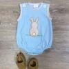Cotton Tail Blue Boys Easter Or Spring Bubble Romper -Little Loom Store CottonTailBlueBoysEasterorSpringBubbleRomper