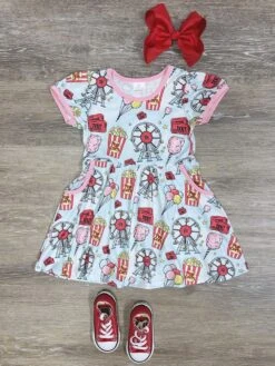 County Fair Cutie Girls Short Sleeve Twirl Dress