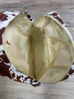 Cow Print Brown & White Kids' School Backpack -Little Loom Store Cow Print Brown Kids School Backpack Inside