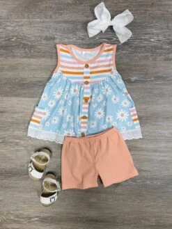 Daisy Days Girls Tank Top Tunic & Shorts Outfit