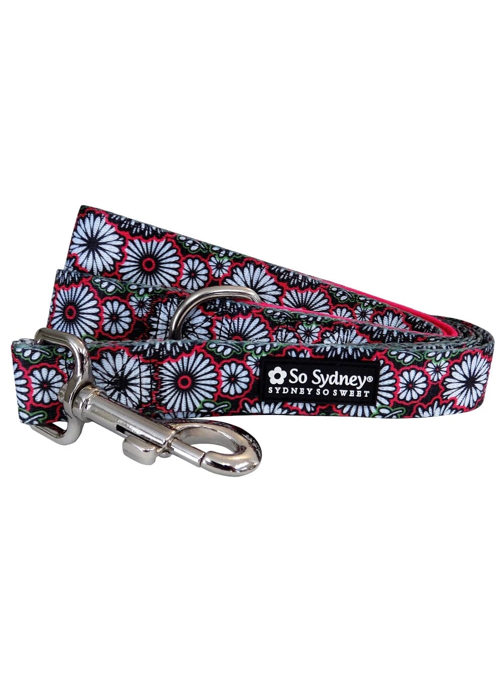 Hot Pink & Black Daisy Floral Fashion Cute Trendy Dog Leash 3 Hot Pink & Black Daisy Floral Fashion Cute Trendy Dog Leash