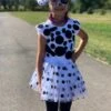 Girls Dalmatian Costume - Complete Kids Costume Set With Polka Dot Tutu, Tail, & Headband Ears -Little Loom Store Dalamatian tutu picture s 1