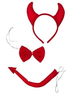 Red Devil Headband, Bow Tie,& Tail, Kid Or Adult Costume Accessories