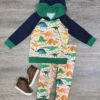 Dino Days Boys Navy & Green Dinosaur Hoodie Outfit -Little Loom Store Dino Days Boys Navy Green Dinosaur Hoodie Outfit