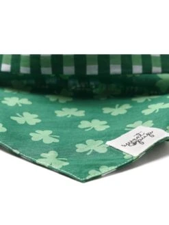 Dog Bandana - Shamrock Green Plaid Reversible -Little Loom Store DogBandana2 ShamrockGreen