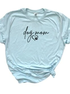 Dog Mom Women's Jersey Short Sleeve Graphic Tee - 12 Colors -Little Loom Store DogMomT ShirtIceBlue