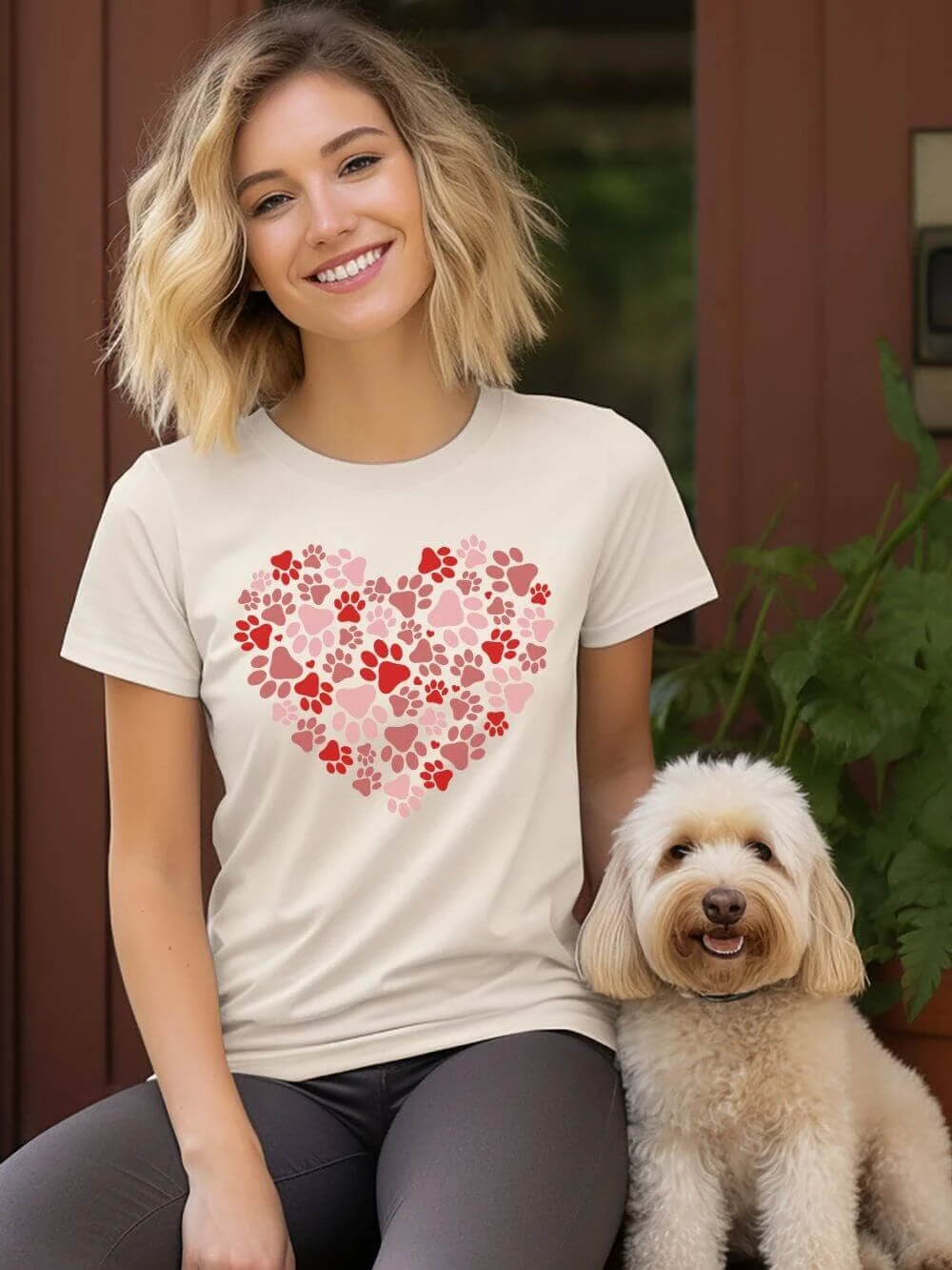 Dog Paw Heart Dog Mom Valentine's Day Short Sleeve Graphic T-Shirt 5 Dog Paw Heart Dog Mom Valentine's Day Short Sleeve Graphic T-Shirt - Image 3