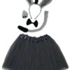 Gray Donkey Costume Set For Adults & Plus Size – Donkey Ears Headband, Nose, Tail & Tutu Skirt – Fun Dress-Up Outfit