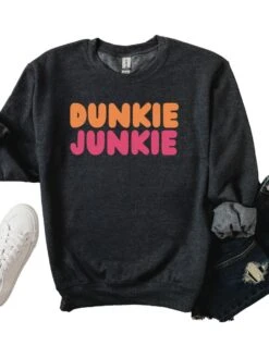 Dunkie Junkie Unisex Heavy Blend™ Crewneck Sweatshirt For Coffee Lovers -Little Loom Store Dunkie DarkHeather