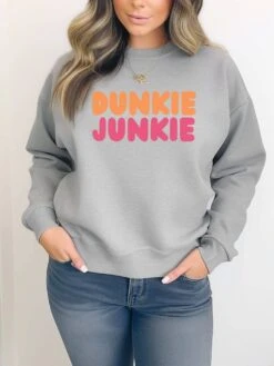 Dunkie Junkie Unisex Heavy Blend™ Crewneck Sweatshirt For Coffee Lovers -Little Loom Store Dunkie SportGray
