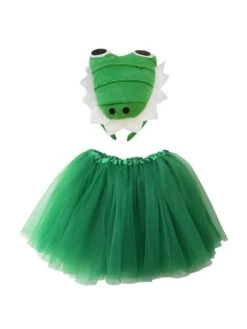 Green Alligator Costume Set For Adults & Plus Size – Tutu Skirt & Gator Headband – Fun Outfit For Halloween & Cosplay