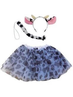 Adult Cow Costume - Tutu Skirt, Tail, & Headband Set For Adult Or Plus Size