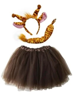 Giraffe Costume Set For Adults & Plus Size – Giraffe Headband Ears, Tutu Skirt & Tail – Halloween & Cosplay Outfit