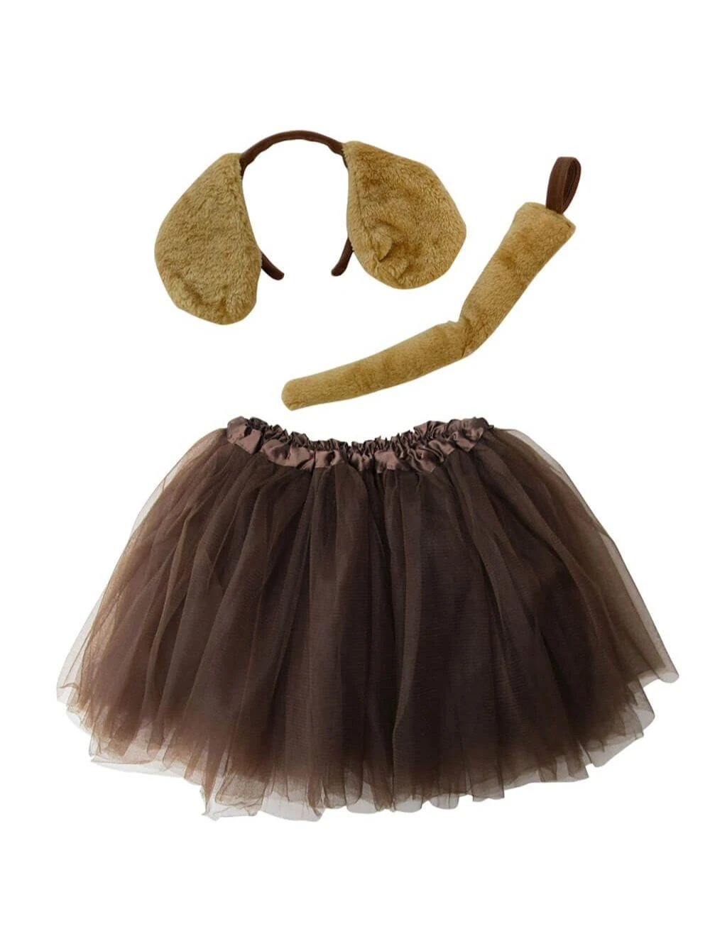 Girls Brown Puppy Costume - Complete Kids Costume Set With Tutu, Tail, & Ears 4 Girls Brown Puppy Costume - Complete Kids Costume Set With Tutu, Tail, & Ears - Image 2