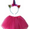 Adult Hot Pink Unicorn Costume - Tutu Skirt & Headband Horn Set For Adult Or Plus Size