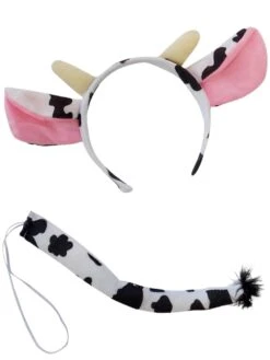 Cow Headband Ears & Tail, Kid Or Adult Costume Accessories