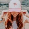 Patriotic Embroidered American Flag Foam Trucker Hat -Little Loom Store Embroidered Flag Trucker Hat Pink
