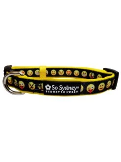 Emoji Faces Black & Yellow Fun Fashion Dog Collar