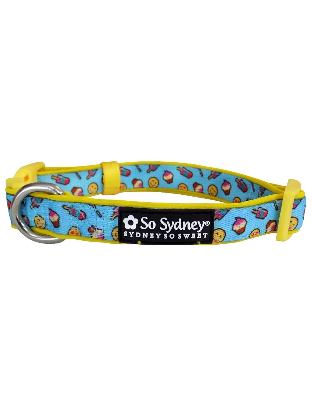 Emojis & Treats Blue & Yellow Adjustable Unique Dog Collar 4 Emojis & Treats Blue & Yellow Adjustable Unique Dog Collar - Image 2