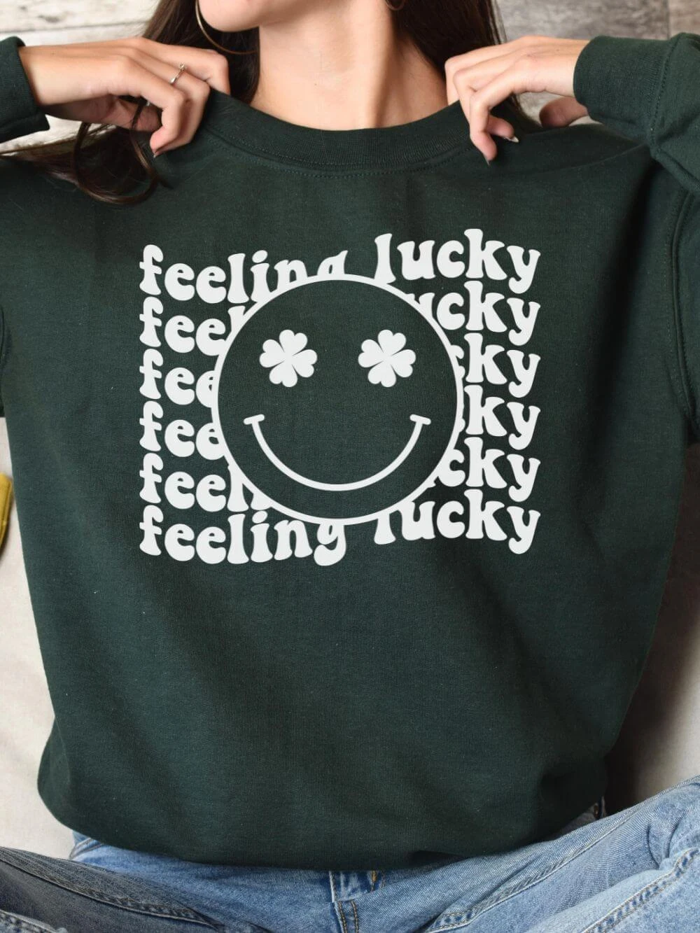 Feeling Lucky Smiley Face Shamrock St. Patrick's Day Unisex Heavy Blend™ Crewneck Sweatshirt - Many Colors 3 Feeling Lucky Smiley Face Shamrock St. Patrick's Day Unisex Heavy Blend™ Crewneck Sweatshirt - Many Colors