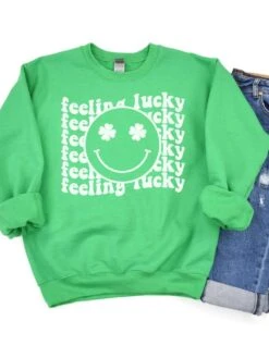 Feeling Lucky Smiley Face Shamrock St. Patrick's Day Unisex Heavy Blend™ Crewneck Sweatshirt - Many Colors 10 Feeling Lucky Smiley Face Shamrock St. Patrick's Day Unisex Heavy Blend™ Crewneck Sweatshirt - Many Colors -Little Loom Store FeelingLuckyIrishGreen