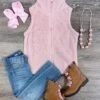 Fleece Pink Zip Up Girls Vest
