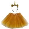 Girls Gold Unicorn Costume - Complete Kids Costume Set With Tutu & Flip Sequin Unicorn Headband Horn -Little Loom Store Flip HB Costume Uni Gold