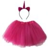 Girls Hot Pink Unicorn Costume - Complete Kids Costume Set With Tutu & Flip Sequin Unicorn Headband Horn