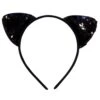 Flip Sequin Black Cat Girls Headband Ears, Kid Or Adult Size Costume Accessories -Little Loom Store Flip Sequin Cat Black